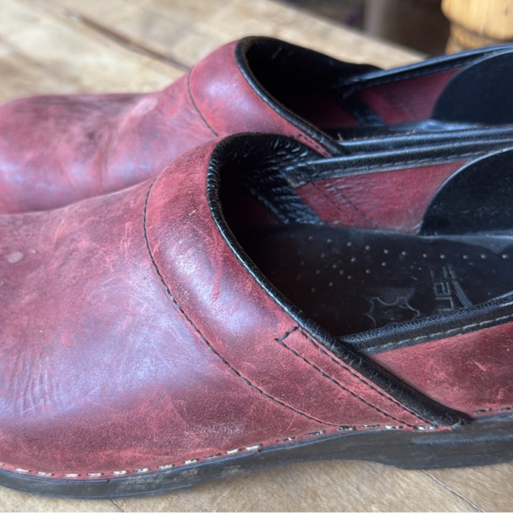 Dansko Red Leather Clogs